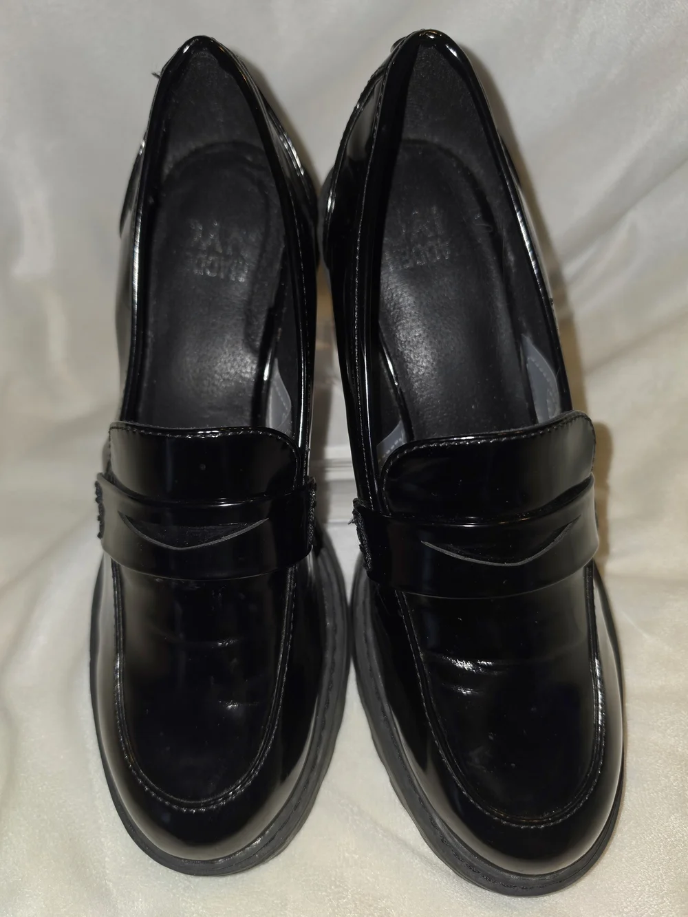 Women's Black Patent Platform Loafers - Sleek Slip-On Style